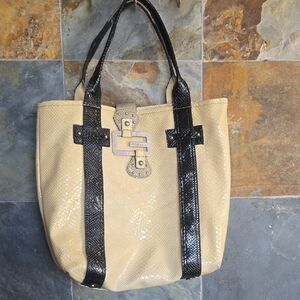Guess Beige and Black Tote Bag